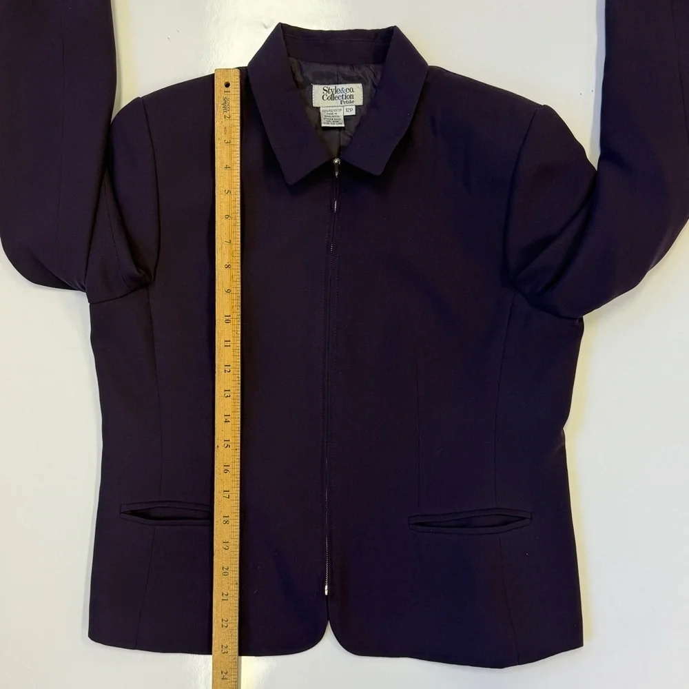 Style & Co. Collection Petite Zip-Up Blazer Plum Petite 12P